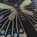 Blue Crystal Heart Butterfly Iron On Rhinestone Hotfix Bling Design